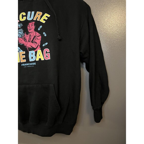 Franchise Los Angeles Hoodie Mens Medium Black Secure The Bag Graphic Pullover - Picture 3 of 6